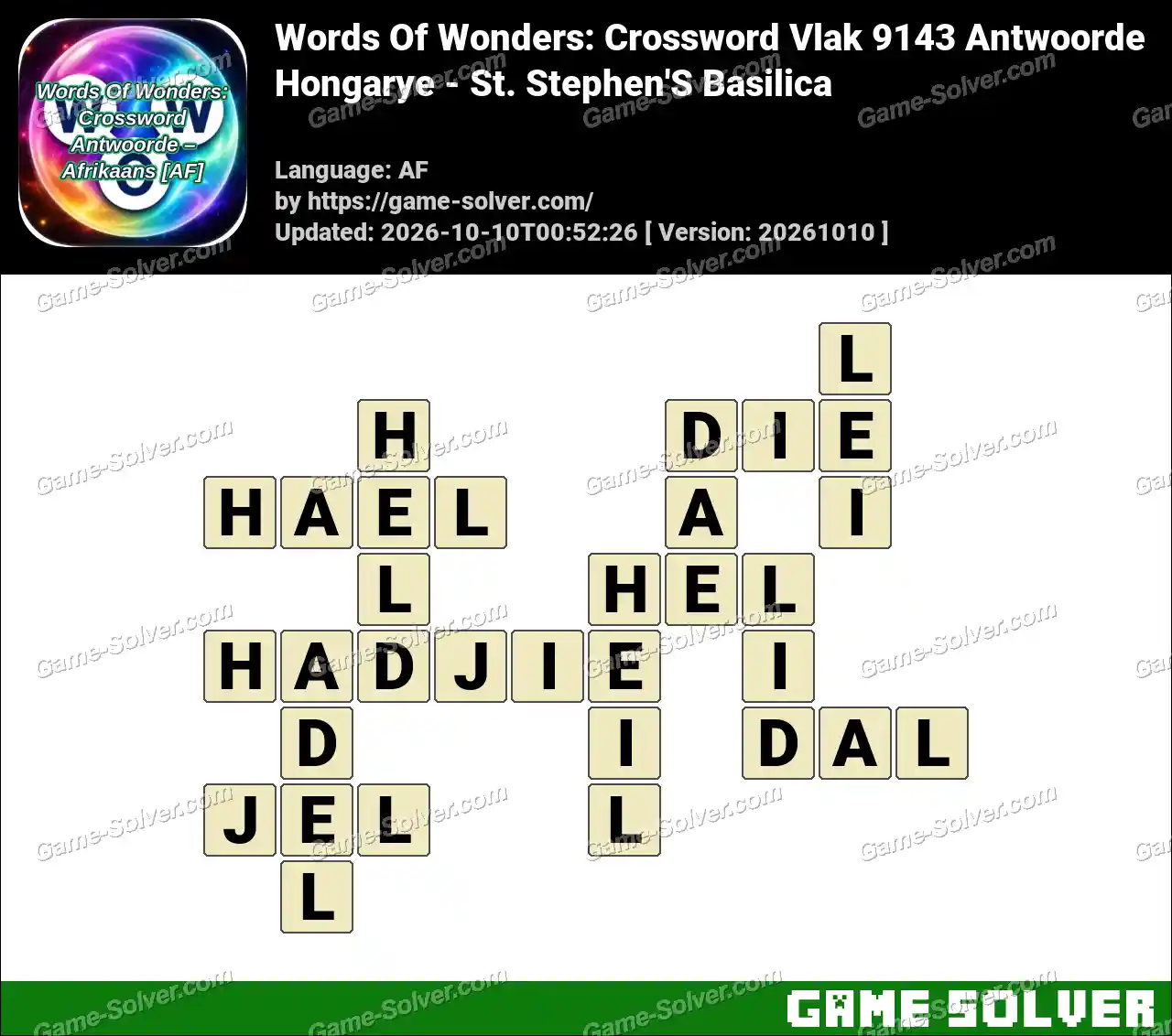 Words Of Wonders: Crossword Vlak 9143 Antwoorde – Hongarye – St. Stephen’S Basilica
